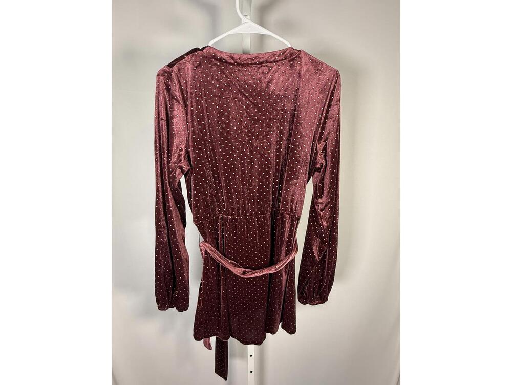NWT Colleen Lopez Women's Belted Velvet Tunic Cabernet Size Medium - Picture 3 of 6